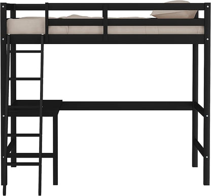 Hillsdale Caspian Youth Solid Wood Twin Loft Bed for Kids Room, Black