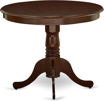 East West Furniture AMIP3-MAH-W 3 Piece Dining Table Set for Small Spaces Contains a Round Kitchen Table with Pedestal and 2 Kitchen Dining Chairs, 36x36 Inch, Mahogany