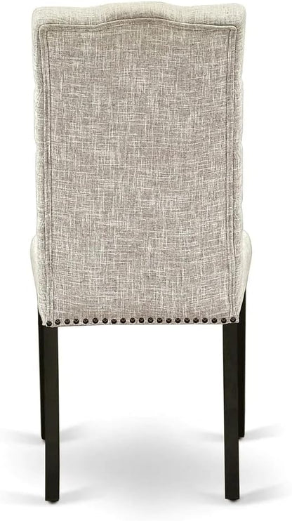 East West Furniture X627EL635-6 6 Piece Dining Table Set Contains a Rectangle Dining Room Table with X-Legs and 4 Doeskin Linen Fabric Parson Chairs with a Bench, 40x72 Inch, Multi-Color