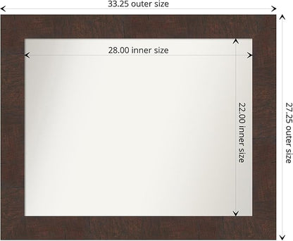 Amanti Art White Bathroom Mirror for Over Sink, 26x32 Wedge White Rectangle Vanity Mirror, Large Modern Frame, Hangs Horizonally and Vertically, Bathroom Wall Decor, Non-Beveled Edge from WI, USA
