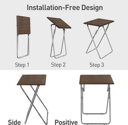 Garden 4 you Folding TV Tray Table on Bed & Sofa,TV Dinner Tray with Sturdy MDF,25In Portable Table with No Assembly Required （Walnut,2PC）