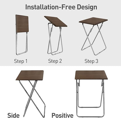 Garden 4 you 25In Portable Folding TV Tray Table on Bed & Sofa,TV Dinner Tray with Sturdy MDF,Portable Table with No Assembly Required （Walnut,1PC）