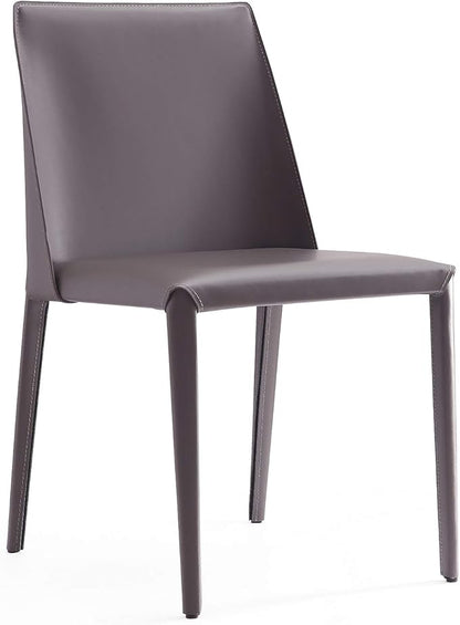Manhattan Comfort Paris 8-Piece Leather Dining Chair and Armchair Set, Upholstered in Luxurious Saddle Material, Metal Frame, Ideal for Industrial and Coastal Homes, No Assembly, Grey