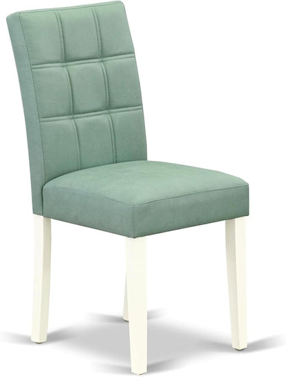East West Furniture VAAS9-LWH-43 9 Piece Dining Room Set Includes A Wooden Dining Table and 8 Willow Green Polyester Fabric Parsons Chairs, Linen White