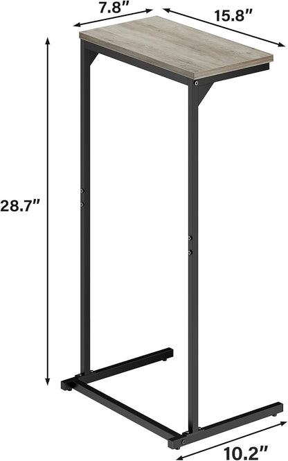 TUTOTAK C Shaped End Table, Small Side Table, Set of 2, 28.7 inch Tall Couch Table, Sofa Table, Living Room, Bed Room, Greige TB01BG0712