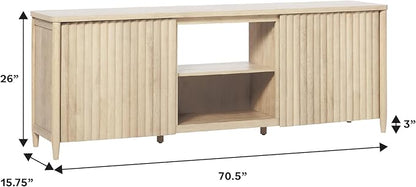 Walker Edison Scandinavian Reeded TV Stand with Open Storage for up to 80" TV Coastal Oak