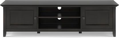 SIMPLIHOME Amherst 72-inch Wide Solid Wood Low TV Stand in Hickory Brown, Transitional-Style Media Console for Living Room with Cable Management, Fits 80" TVs