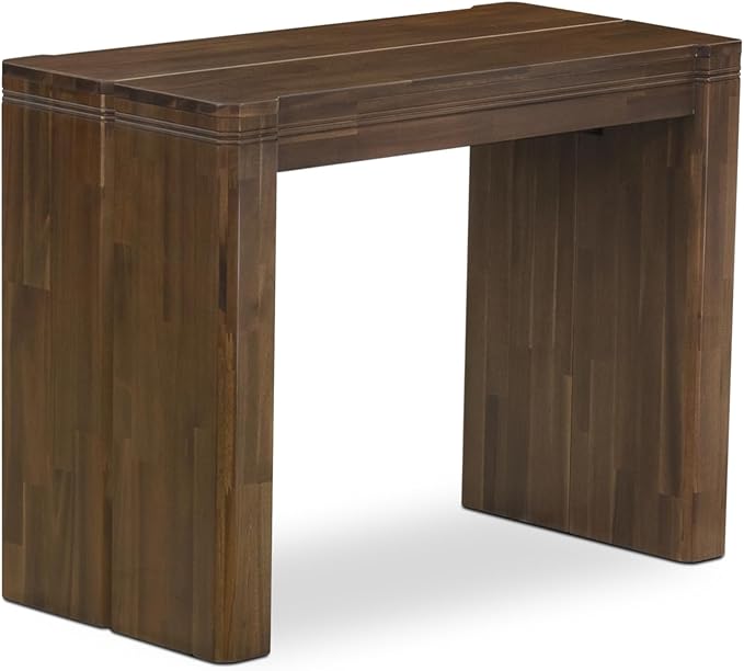X02SI-208-04 - 5 Pieces Modern Dining Table Set includes an Extendable Rectangle Kitchen Table, 2 Dining Chairs and 2 Modern Benches, 39x120 Inch, Antique Walnut