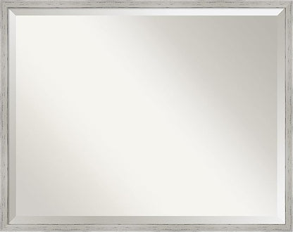Amanti Art White Bathroom Mirror for Over Sink, 23x29 Shiplap White Narrow Rectangle Vanity Mirror, Large Coastal Wood Frame, Hangs Horizonally and Vertically, Bathroom Wall Decor, Beveled Edge