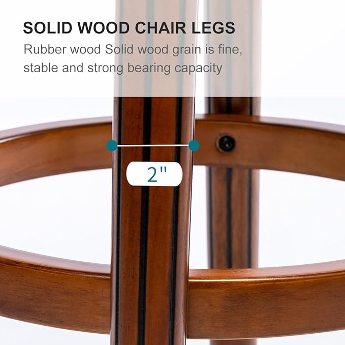 Cow top Leather Wooden Bar Stools, 26" Counter Height Bar Chair with Back, 180 Degrees Swivel Barstools Chair for Home Kitchen Counter,Dining Room, Restaurant