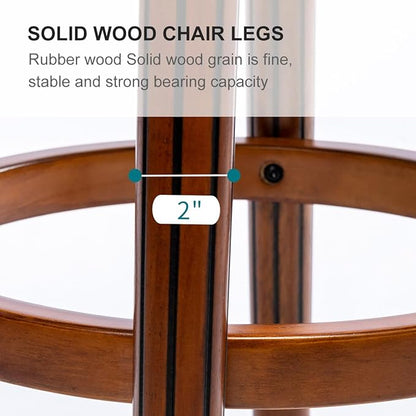 Cow top Leather Wooden Bar Stools, 26" Counter Height Bar Chair with Back, 180 Degrees Swivel Barstools Chair for Home Kitchen Counter,Dining Room, Restaurant