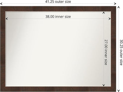 Amanti Art Brown Bathroom Mirror for Over Sink, 32x43 Wildwood Brown Rectangle Vanity Mirror, X-Large Country Rustic Frame, Hangs Horizonally and Vertically, Bathroom Wall Decor, Non-Beveled Edge