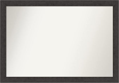 Amanti Art Brown Bathroom Mirror for Over Sink, 28x40 Rustic Plank Espresso Narrow Rectangle Vanity Mirror, Large Country Rustic Frame, Hangs Horizonally and Vertically, Bathroom Wall Decor,