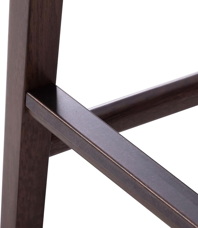 Plank+Beam Smythe Counter Stool, 24", Set of 2, Sturdy Wood Modern Kitchen Counter Height Stool, Saddle Seat Backless Counter Chair, Metal Footrest, Walnut