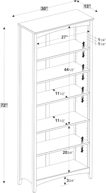 Camaflexi Shaker Style Bookcase, 72", White