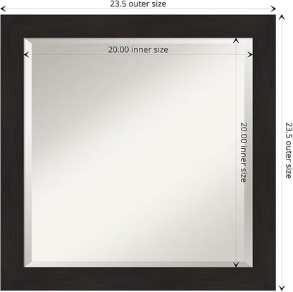 Amanti Art Brown Wall Mirror 24x24 Furniture Espresso Narrow Square Bathroom Mirror for Wall Decor Living Room, Medium Casual Frame, Hangs Horizonally and Vertically, Bathroom Decor, Beveled Edge