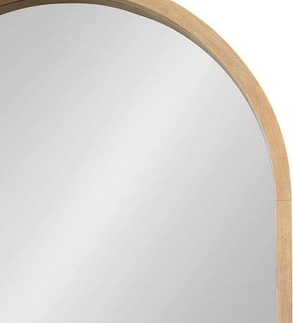 Kate and Laurel Hutton Modern Wood Arched Mirror; 24 x 36; Natural Wood; Decorative Transitional Large Arch Mirror with Deep Profile for Use as Bathroom Mirror for Over Sink