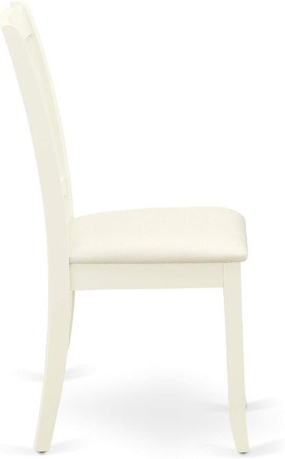 East West Furniture LGDA7-LWH-C 7 Piece Modern Dining Table Set Consist of a Rectangle Wooden Table with Butterfly Leaf and 6 Linen Fabric Dining Room Chairs, 42x84 Inch, Linen White