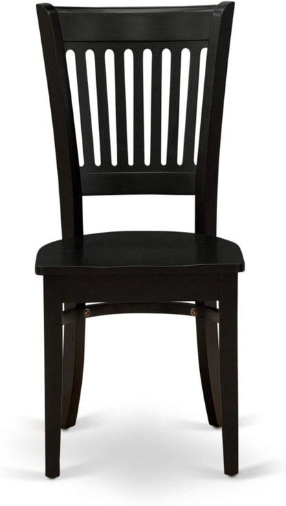 East West Furniture ANVA3-BLK-W 3 Piece Kitchen Table Set for Small Spaces Contains a Round Dining Room Table with Pedestal and 2 Dining Chairs, 36x36 Inch, Black