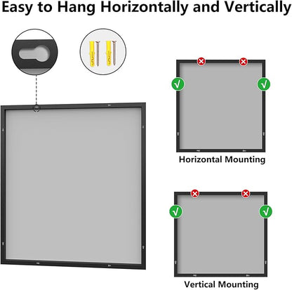 Koonmi Bathroom Mirror 36x40 Bathroom Wall-Mounted Mirrors, Modern Vanity Mirror for Bedroom, Living Room, Aluminum Alloy Frame Allow to Hang Horizontally or Vertically