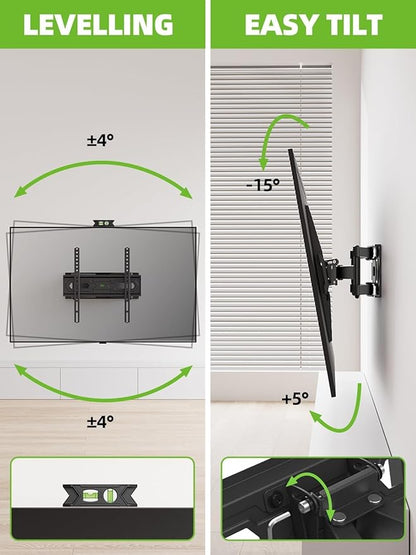 USX MOUNT TV Wall Mount for 32-65 inch Flat Screen/LED/4K up to 110lbs, Full Motion TV Mount Bracket with Swivel & Tilt Articulating Dual Arms, Max VESA 400x400mm, Fits 12/16" Wood Studs