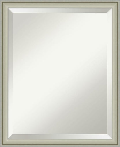 Amanti Art Silver Bathroom Mirror for Over Sink, 22x18 Florence Silver Rectangle Vanity Mirror, Small Casual Frame, Hangs Horizonally and Vertically, Bathroom Wall Decor, Beveled Edge from WI, USA