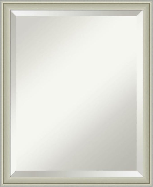 Amanti Art Silver Bathroom Mirror for Over Sink, 22x18 Florence Silver Rectangle Vanity Mirror, Small Casual Frame, Hangs Horizonally and Vertically, Bathroom Wall Decor, Beveled Edge from WI, USA