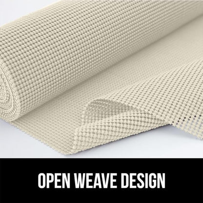 GORILLA GRIP powerGRIP Drawer Shelf and Cabinet Liner, Thick Strong Hold, Non-Adhesive Liners Protect Kitchen Cabinets and Cupboard, Bathroom Drawers, Easy Install, Breathable Mat, 20" x10', Cream