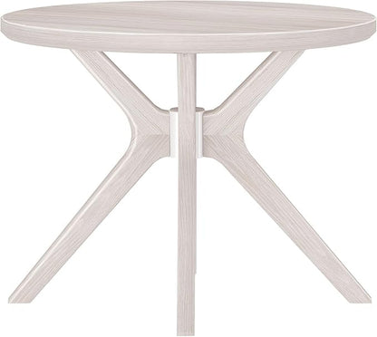 Plank+Beam Verso Round Dining Table, 38 Inch Solid Wood Kitchen & Dining Room Table, Minimalist Table for Dining Room, Kitchen Dinner Table, Coastal White