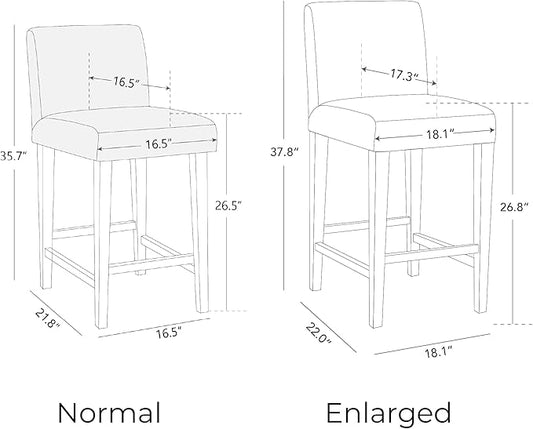 CHITA Counter Height Bar Stools Set of 3, 27" H Seat Height Upholstered Barstools, Fabric in Ivory