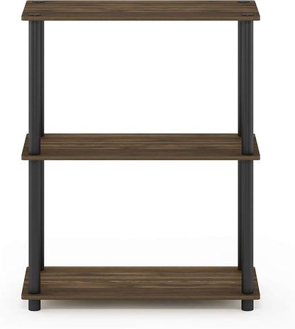 Furinno Turn-N-Tube 3-Tier Compact Multipurpose Shelf Display Rack, Columbia Walnut/Black