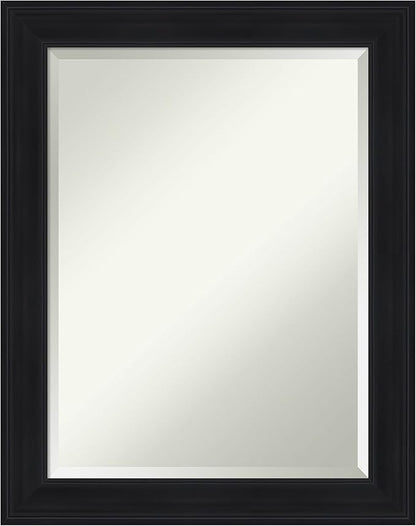 Amanti Art Black Bathroom Mirror for Over Sink, 29x23 Abbey Black Rectangle Vanity Mirror, Medium Traditional Frame, Hangs Horizonally and Vertically, Bathroom Wall Decor, Beveled Edge