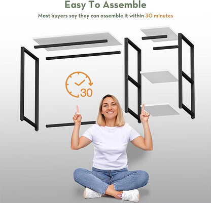 SINPAID 40IN Computer Desk with Shelves, Cream White Sturdy Small Desk for Bedroom, Modern Gaming Table, Office Furniture