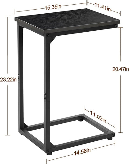 AMHANCIBLE C Shaped End Table, Couch Tables That Slide Under, TV Tray Snack Table for Sofa, Small Side Table for Couch, Small Space, Living Room, Black HET02CBK-1
