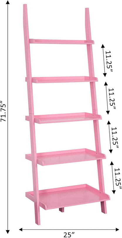 Convenience Concepts American Heritage Bookshelf Ladder, Light Pink