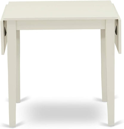 East West Furniture NDGR5-LWH-W 5 Piece Dining Room Furniture Set Includes a Rectangle Kitchen Table with Dropleaf and 4 Dining Chairs, 30x48 Inch, Linen White