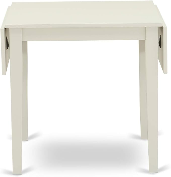 East West Furniture NDGR3-LWH-W 3 Piece Dining Set Contains a Rectangle Dining Room Table with Dropleaf and 2 Kitchen Chairs, 30x48 Inch, Linen White