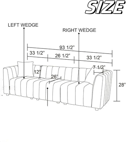 Sectional Couches Sofa for Living Room, 93″3 Seater Cloud Couch, Modern Comfy Modular Sectional Sofa with Deep Seats for Bedroom, Small Space, Brown