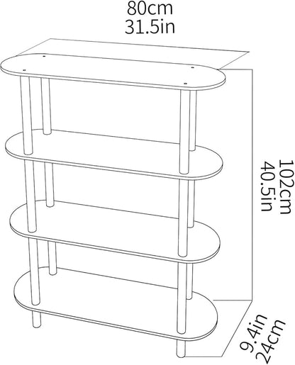 Clear Bookshelf, Acrylic Bookcase with Open Book Shelf for Office Living Room Bedroom (4 Tier Orange)