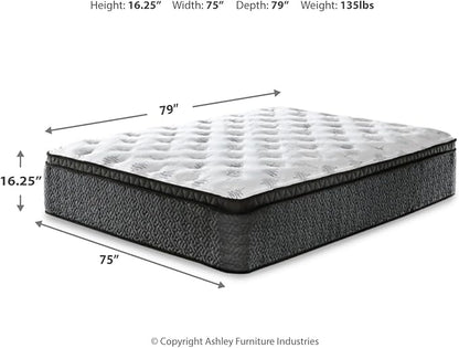 Signature Design by Ashley King Size Ultra Luxury 16 Inch Hyper Cool Euro Top Hybrid Mattress with Cooling Gel Memory Foam, Fiberglass Free, Mattress In A Box