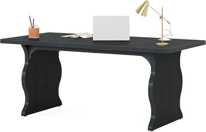 Tribesigns 63" Large Executive Desk for Home Office, Spacious Computer Desk with Ample Leg Room, Double PC Gaming Writing Table Study Desk with Sturdy Legs, Black