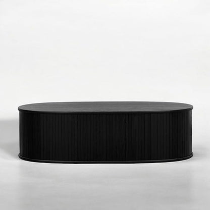 NTC Stream Coffee Table, Modern Oval Wooden Center Table with Vertical Groove Design, Stylish Living Room Decor, Contemporary Minimalist Style for Home and Office, Easy Assembly - Burnt Black