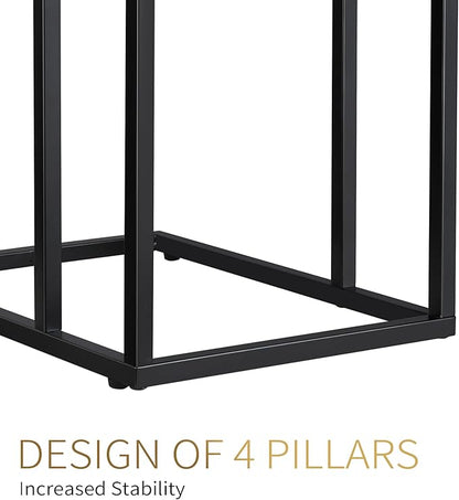 C Shaped Side Table Set of 2, Skinny Sofa Table for Sofa and Bed, Couch Tables That Slide Under, Small End Tables for Living Room, Bedroom or Small Spaces, Black
