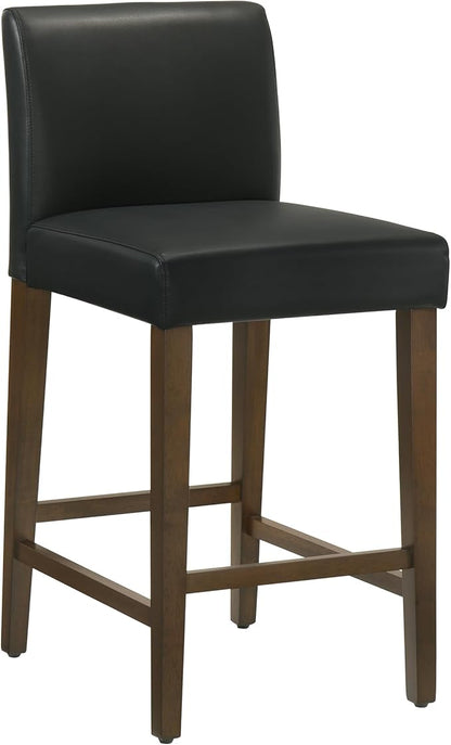 CHITA Counter Height Bar Stools Set of 2, 27" H Seat Height Upholstered Barstools, PU Leather in Black