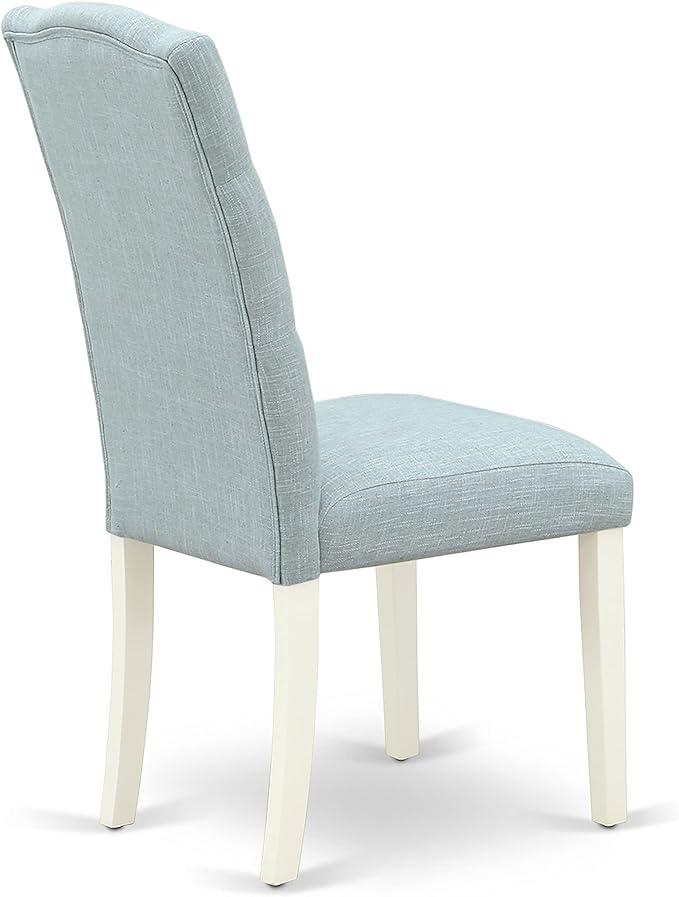 East West Furniture X027CE215-6 6 Piece Dining Room Set Contains a Rectangle Dining Table with X-Legs and 4 Baby Blue Linen Fabric Parson Chairs with a Bench, 40x72 Inch, Multi-Color