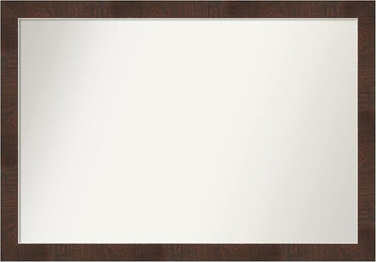 Amanti Art Brown Bathroom Mirror for Over Sink, 27x39 Wildwood Brown Narrow Rectangle Vanity Mirror, Large Country Rustic Frame, Hangs Horizonally and Vertically, Bathroom Wall Decor, Non-Beveled Edge