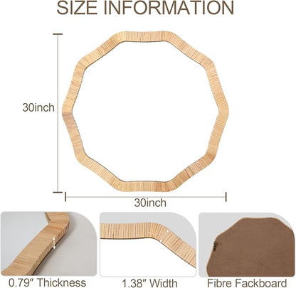 ULIKE Rattan Mirror for Wall, Bathroom 30 Inch Rustic Farmhouse Wall Decor with Handmade Wicker Frame, Boho Woven Mirror for Nursery Bedroom Living Room Entryway