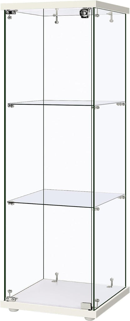 VIVOHOME 3 Layers 15.7''W x 15.7''D x 47.2''H Glass Display Cabinet Countertop Showcase with Lock, 5mm Tempered Glass 25mm MDF Base