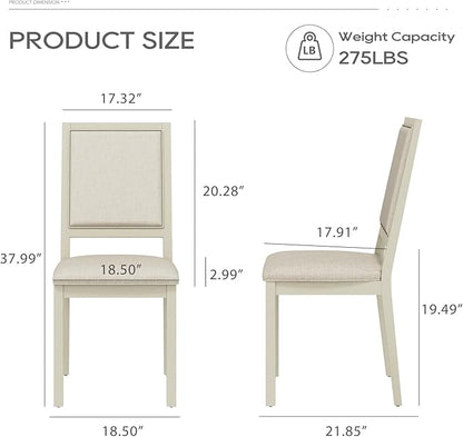 COLAMY Upholstered Dining Chairs Set of 4, Mid Century Modern Dining Room Chairs, 19 Inch Kitchen Chairs with Back for Dining Room Restaurant, Ivory