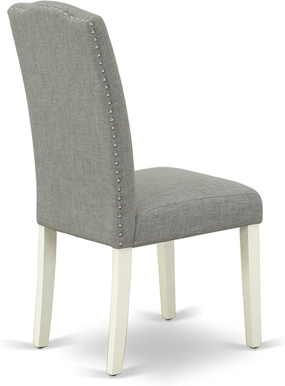 East West Furniture X077EN206-7 7 Piece Modern Dining Table Set Consist of a Rectangle Wooden Table with X-Legs and 6 Dark Shitake Linen Fabric Upholstered Chairs, 40x72 Inch, Multi-Color